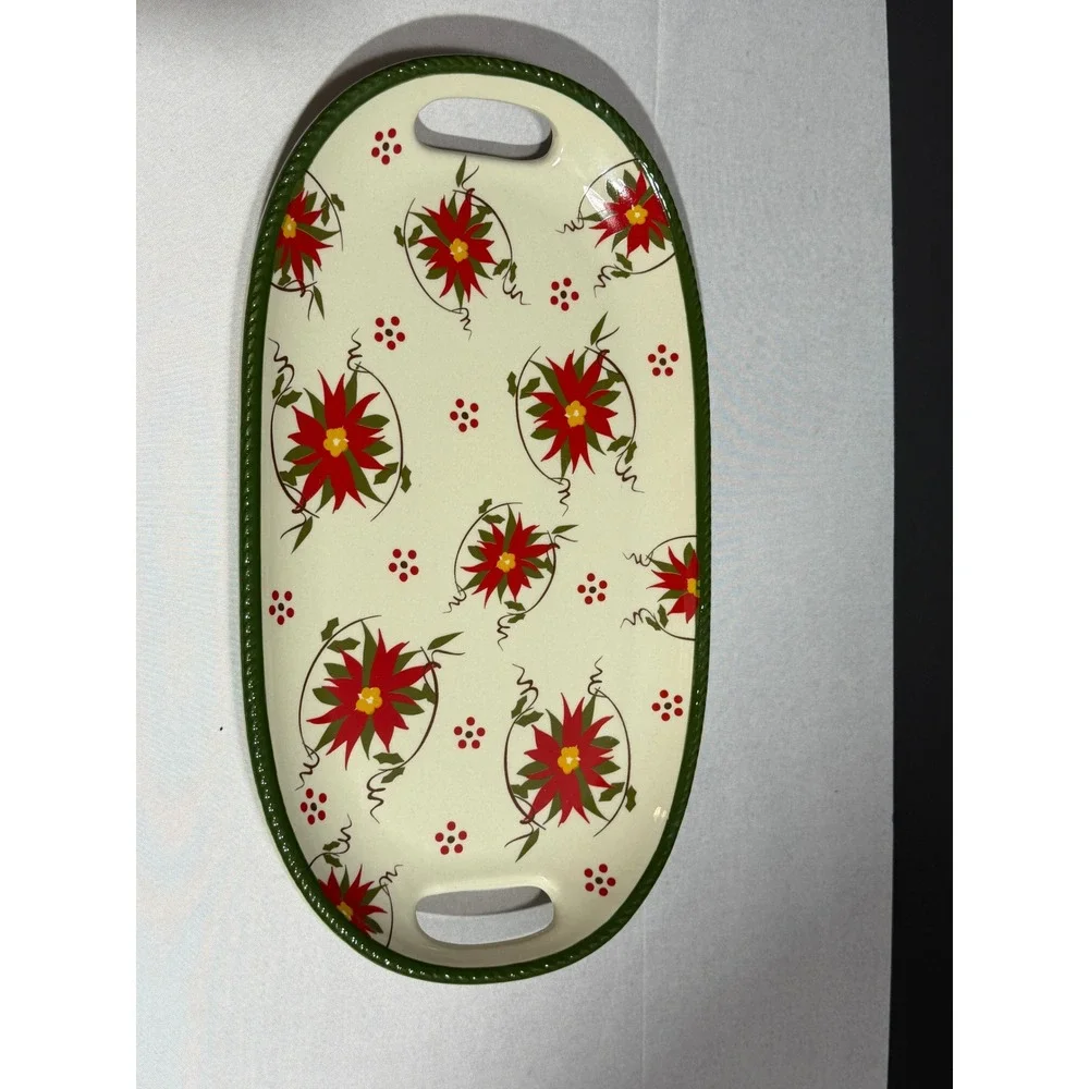 Temp-tations by Tara Seasonal Poinsettia Stoneware Soup Tureen and Tray Set